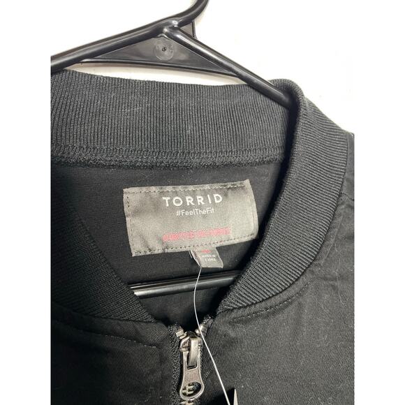 NEW Torrid Military Bomber Jacket Black 00 / M/L 10 Beaded - Picture 2 of 5